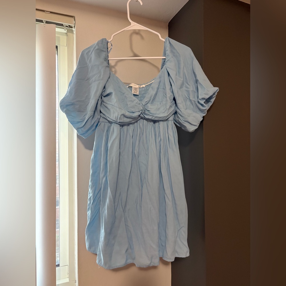 Altar'd State Blue Smocked Sleeve Mini Dress